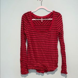 Free people striped long sleeve with lace sleeve
